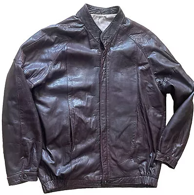 Buy St Michael Vintage Dark Red/burgundy Supple Leather Bomber Jacket Uk 40  (m & S) • 69.99£