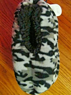 Buy GRAY Camouflage FUZZY BABBA Slipper~Boy's Size M/L (13-4)~NEW With Tags • 3.19£