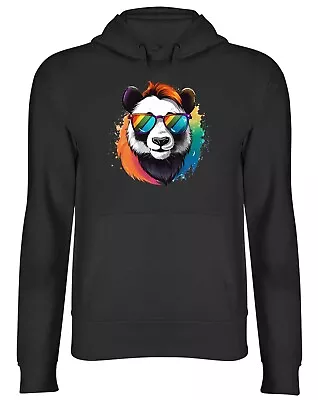 Buy Hipster Panda Hoodie Mens Womens Rainbow Sunglasses Bear Top Gift • 17.99£