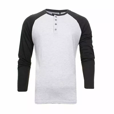 Buy Mens Long Sleeve Grandad T-Shirt Casual Shirt Cotton Rich Base Layer Raglan Top • 12.99£