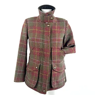 Buy Joules Womens Fieldcoat UK 10 Tweed Jacket Coat Red Check Tartan Wool Farmer • 59.99£