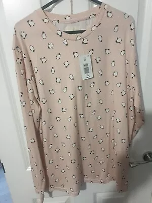 Buy Time To Dream Womens Penguin Print Polyester Top Pyjama Top Size M   - Lips  • 6.99£
