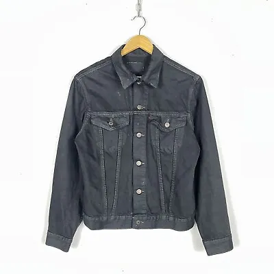 Buy Levi’s Denim Jacket Size S Black Distressed Cotton  • 15£