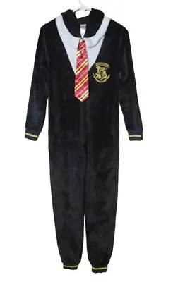 Buy Unisex/Adult  Harry Potter Hogwarts Open Foot Hooded Jumpsuit Pajamas Small • 9.47£