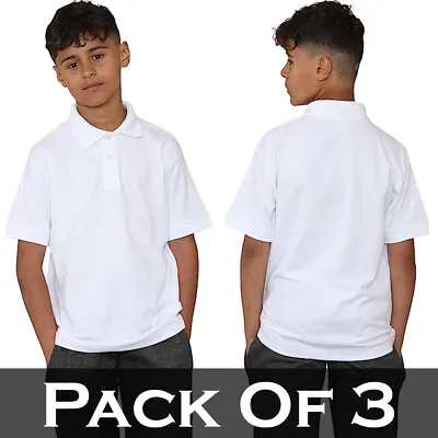 Buy Khim Pack Of 3 Boys Girls Polycotton Polo Shirts Unisex School Uniform T-shirt • 13.99£