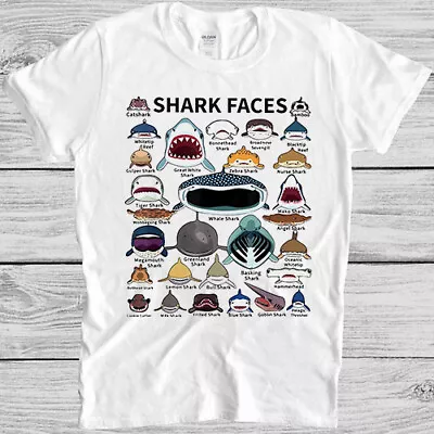 Buy Shark Faces Marine Sea Life Music Fashion Top Retro Cool Gift Tee T Shirt 7099 • 6.35£