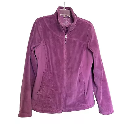 Buy L.L Bean Womens Jacket Purple Large Fleece Floral Long Sleeve Pockets Full Zip • 24.11£
