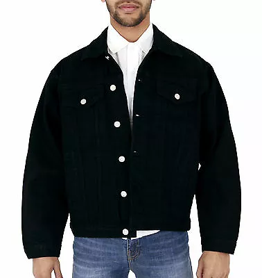 Buy  Mens Aztec Casual Denim Jacket Stonewash  Black S M L Xl 2xl 3xl 4xl 5xl 6xl • 33.99£
