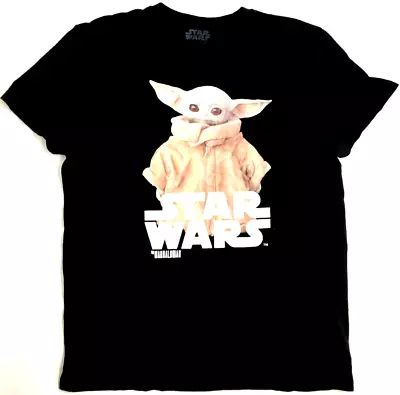 Buy Star Wars The Mandalorian Baby Yoda Grogu Graphic Print Mens Black T-Shirt Large • 9.95£