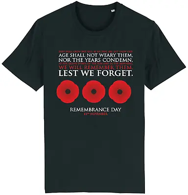 Buy Remembrance Day Poppy Lest We Forget T-Shirt War British 11th November Unisex • 9.95£