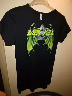 Buy Overkill Black Shirt Bat Wings Girly Girlie Girls T-shirt - Large L Thrash Metal • 23.62£