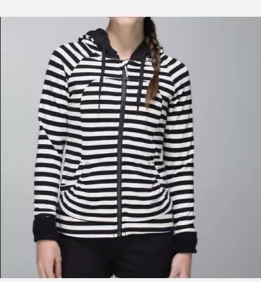 Buy Lululemon Movement Jacket Hoodie Apex Stripe Black White Shows Signs Of Wear Sz2 • 27.62£