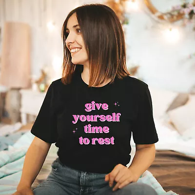 Buy Tranquil 'Give Yourself Time To Rest' Inspirational Quote Tee - Self-Care • 23.68£