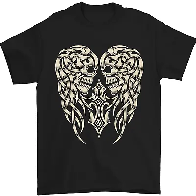 Buy Angel Skull Wings Motorcycle Biker Mens T-Shirt 100% Cotton • 7.99£
