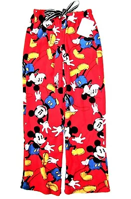 Buy Disney Mickey Mouse Women's Size S Red Lounge Plush Pajamas Sleep Pant Soft New • 22.30£
