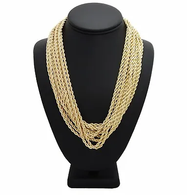 Buy 12 Piece Mens Rope Chain Necklace 4mm 18  20  24  30  Wholesale Lot Gold Plated • 47.24£