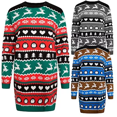 Buy Womens Dress Jumper Christmas Ladies Sweater Girls Knitted Novelty Xmas UK 8~26 • 13.98£