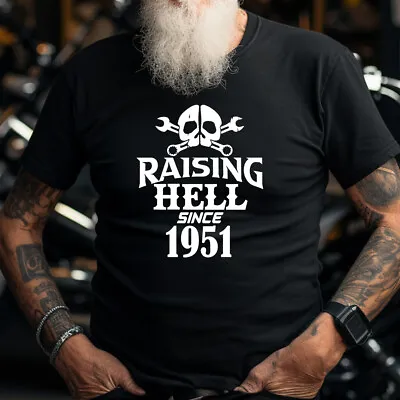 Buy Raising Hell Since 1951 T Shirt Funny Great Grandad Biker Skull Birthday Gift • 13.99£