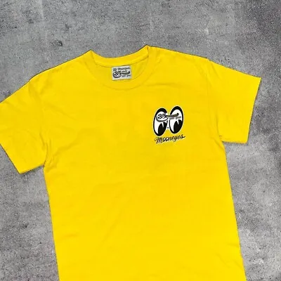 Buy Rare Vintage MOONEYES Anniversary Big Logo Yellow T-Shirt Size L • 108£