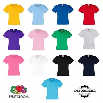 Buy Fruit Of The Loom Girls T-Shirt Plain Cotton Leisure School PE Top Ages 3 - 15  • 3.95£