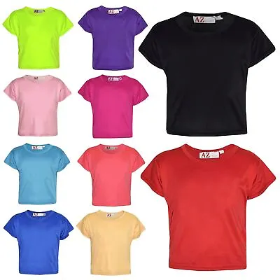 Buy Girls Top Kids Plain Color Stylish Fahsion Trendy T Shirt Crop Top 7-13 Years • 5.99£