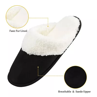 Buy Womens Winter Memory Foam Slippers Indoor House Shoes Anti-Slip Bedroom Slippers • 5.93£