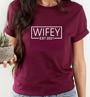 Buy Personalised T-shirt Wifey Add Year Or Date Gorgeous Wife XMAS Gift For Partner • 10.99£