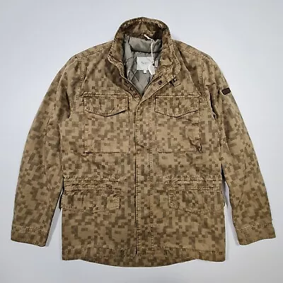 Buy Pepe Jean Mens Jacket Khaki Green Large Military Style Camo Pattern • 35.74£