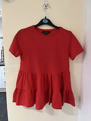 Buy NEW LOOK Red Short Sleeve Smock T Shirt 6 • 4.50£