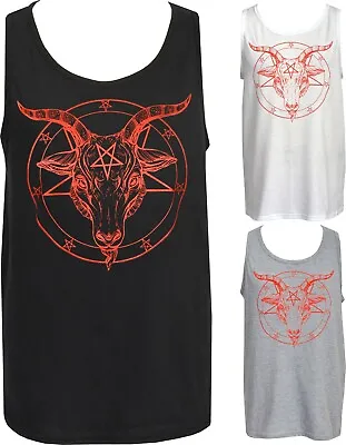 Buy Mens Baphoment Tank Top Pentagram Satanic Occult Church Of Satan Goat Goth • 16.50£