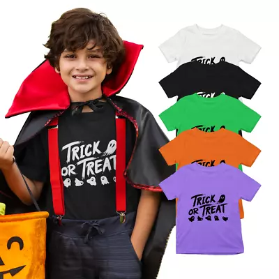 Buy Kids Halloween T-Shirt Printed Spooky Ghost Fun Trick Or Treat Unisex Tee Top • 14.95£