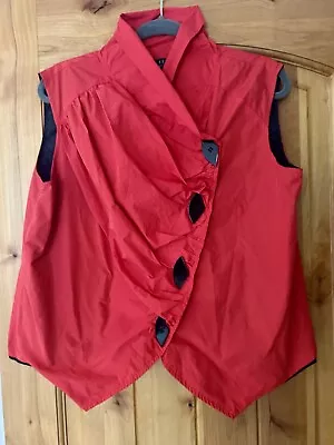 Buy Kozan Red And Black Crinkle Vest Jacket  Button Pocket Art To Wear Size Large • 23.30£