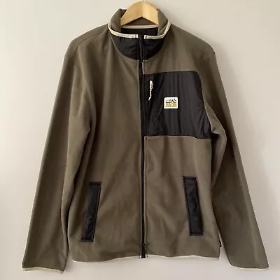 Buy Vans Fleece Jacket Men's Khaki Green Outdoor Logo Zip Up Pockets Size M Medium • 19.99£