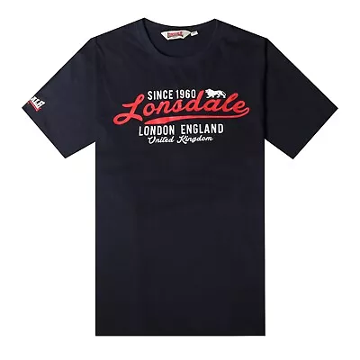 Buy Lonsdale Tee T-Shirt L Navy Blue Retro Style Men's Casual Short Sleeve Top • 19.99£