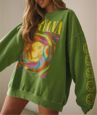 Buy Lady Heliconia Color Tops Nirvana Smiley Face Crewneck Sweatshirt Casual Hoodie • 19.99£