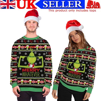 Buy Men Women The Grinch Christmas Party Jumper Xmas Ugly Knit Sweatshirt Costume • 15.98£