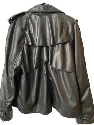 Buy New Directions Women’s Sz XL Black Ruffle Back Faux Leather Buttoned Jacket • 26.05£