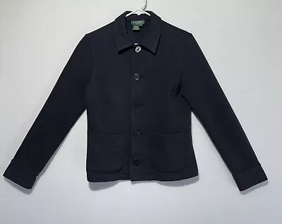 Buy Lauren Ralph Lauren Blue Military Pea Coat Jacket Anchor Button Academia Size PM • 23.67£