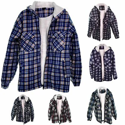 Buy Mens Padded Sherpa Fur Lined Lumber Jack Hooded Flannel Work Quilted Gents Shirt • 19.66£