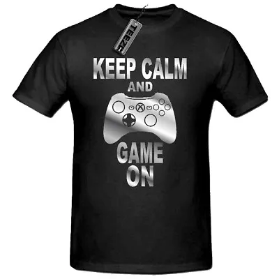 Buy Keep Calm & Game On T- Shirt, Silver Slogan Children's T Shirt, Gaming Tee Shirt • 10£