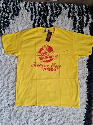Buy Mens Stranger Things Surfer Boy Pizza Yellow T-shirt Size XL BNWT • 9.99£