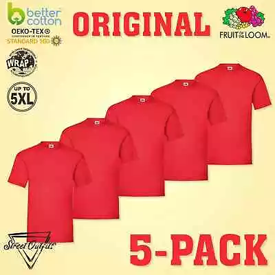 Buy 5 Pack Mens Plain T-Shirts Fruit Of The Loom 100% Cotton Blank Crew Neck Top Tee • 18.75£