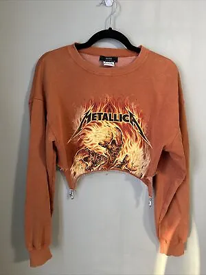Buy Bershka Metallica Crop Top Sweater Sad But True Heavy Metal Women's Tee Small • 124.89£
