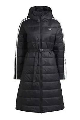 Buy Bnwt Womens Adidas Originals Hooded Premium Long Slim Jacket Black Uk 20-22 • 69.99£