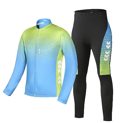 Buy Men's Winter Cycling Clothing Set Long Sleeve Windproof Thermal Fleece P5R4 • 39.06£