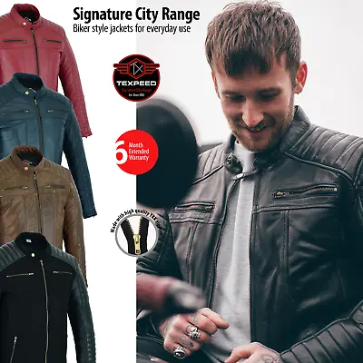 Buy Mens Leather Casual Biker Jacket Coat Soft Motorcycle Genuine Biker Style Fit • 34.99£