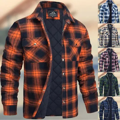 Buy Mens Fleece Sherpa Plaid Flannel Button Collared Padded Lumberjack Shirt Jacket. • 15.60£