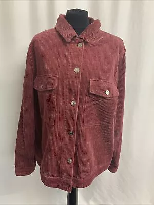 Buy TU Red Corduroy Jacket Ladies UK18 Long Sleeve Button Up Casual Jacket E1642 • 12£
