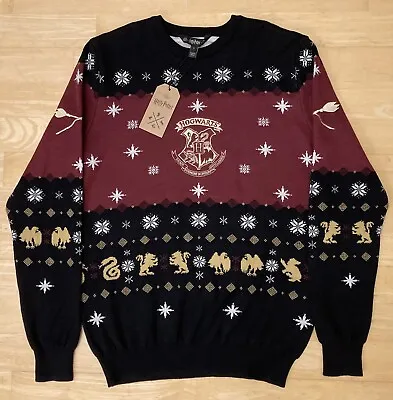 Buy Small 39  Inch Chest Harry Potter Hogwarts Coat Of Arms Christmas Sweater Jumper • 44.99£