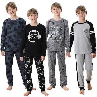 Buy Boys Pyjamas Pjs Nightwear Set Loungewear 100% Cotton Long Sleeve 8-13 Years • 7.99£